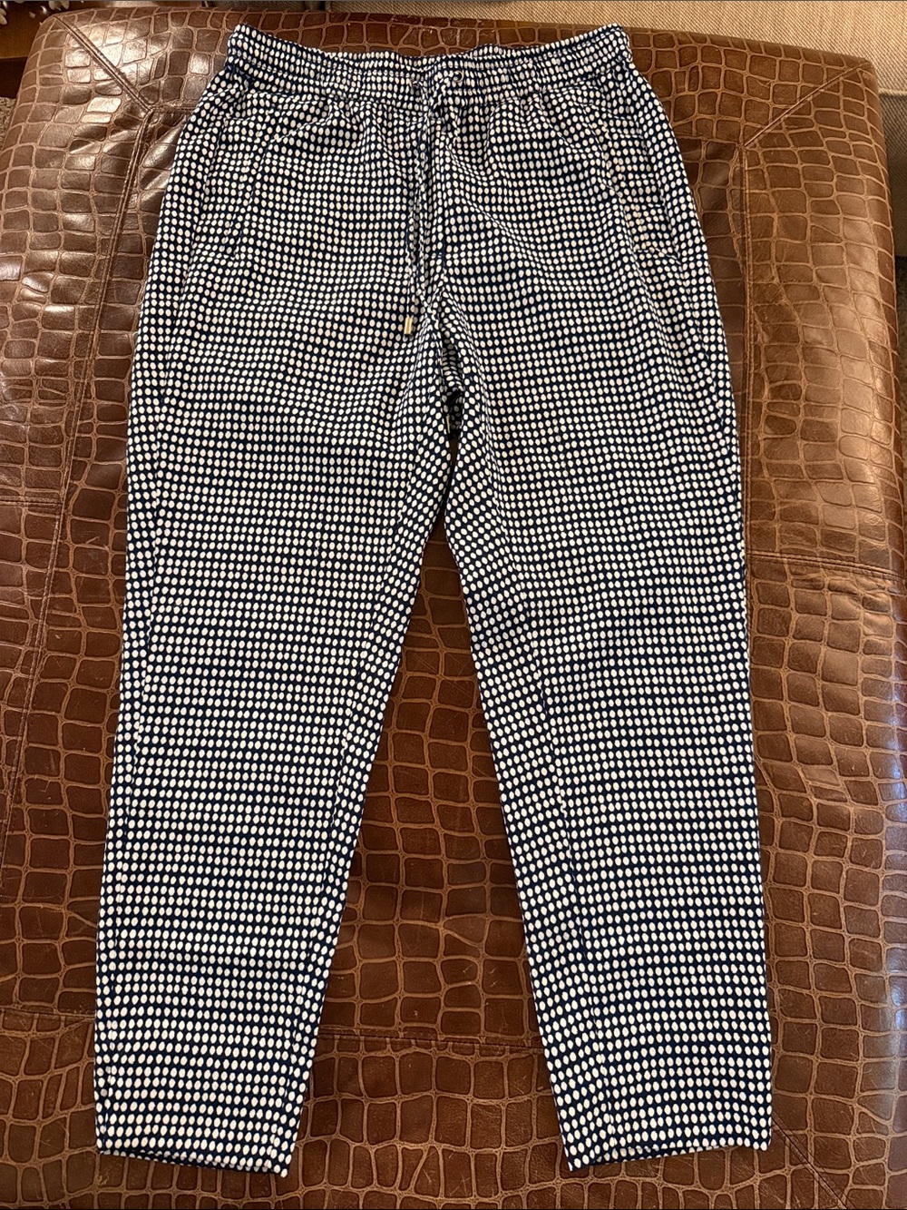 H&M Navy and White Patterned Drawstring Pants
